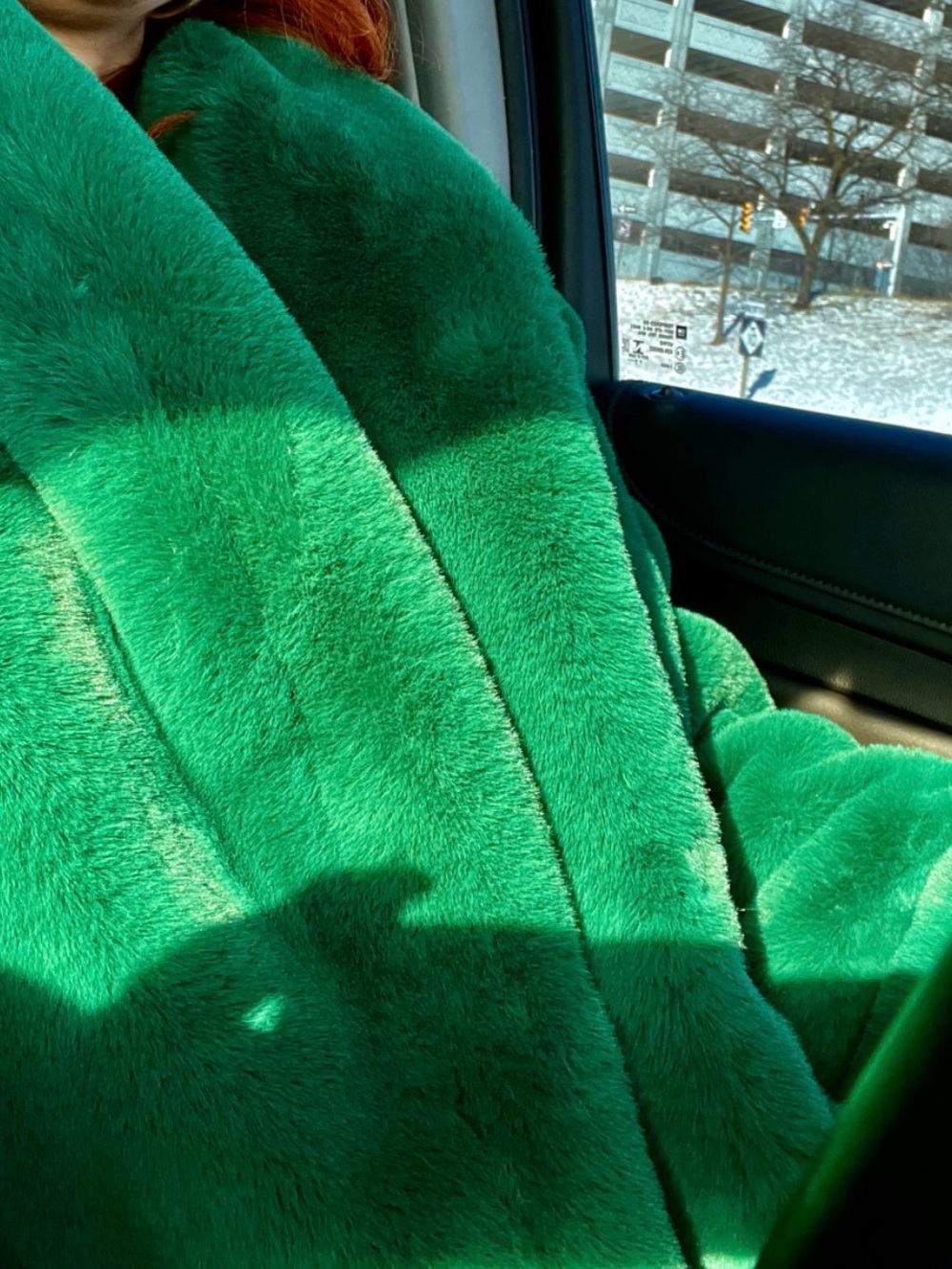 Plush Green Faux Fur Coat